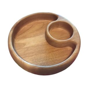 Crate&Barrel Vintage Chip & Dip Wood Server